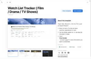 Peiraa notion template watch list tracker file drama tv shows