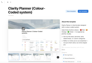 peiraa forms notion template clarity planner colour coded system image